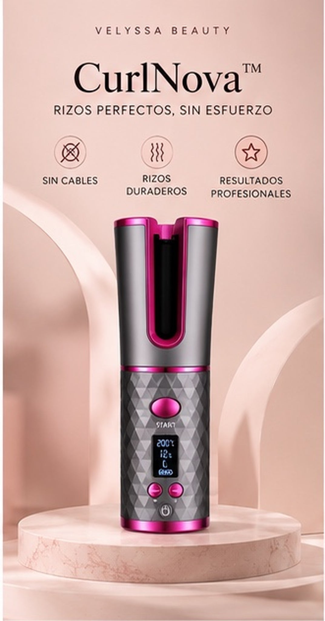 Velyssa CurlNova™ – Rizador Automático Inalámbrico