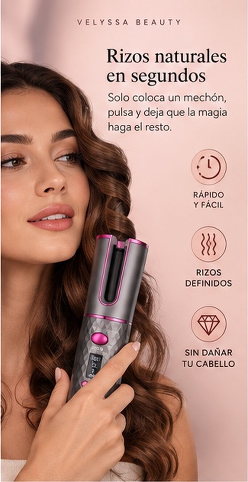 Velyssa CurlNova™ – Rizador Automático Inalámbrico