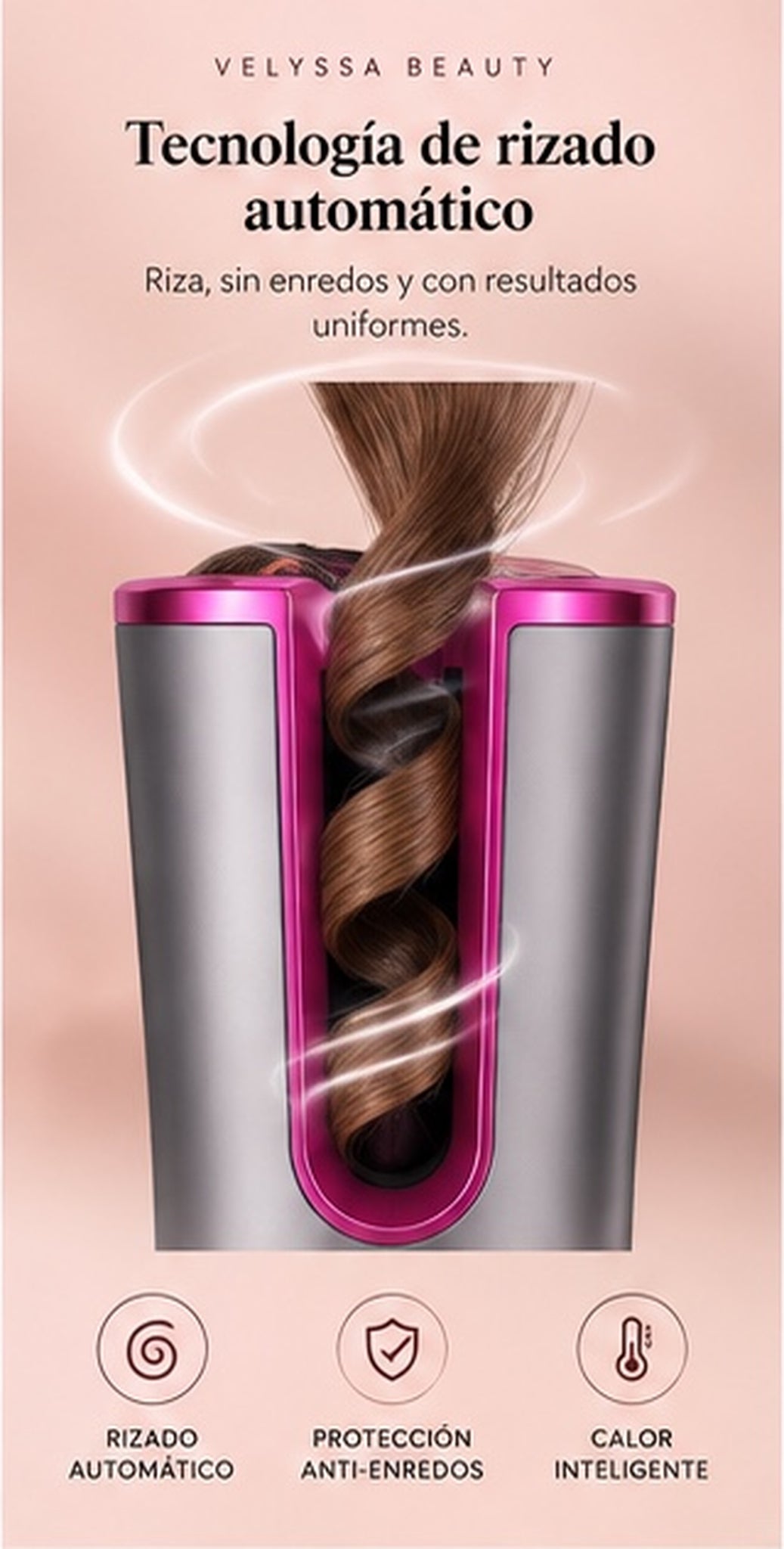 Velyssa CurlNova™ – Rizador Automático Inalámbrico