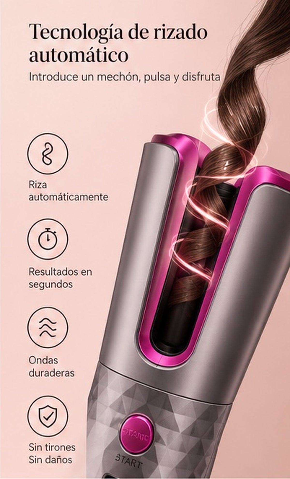 Velyssa CurlNova™ – Rizador Automático Inalámbrico