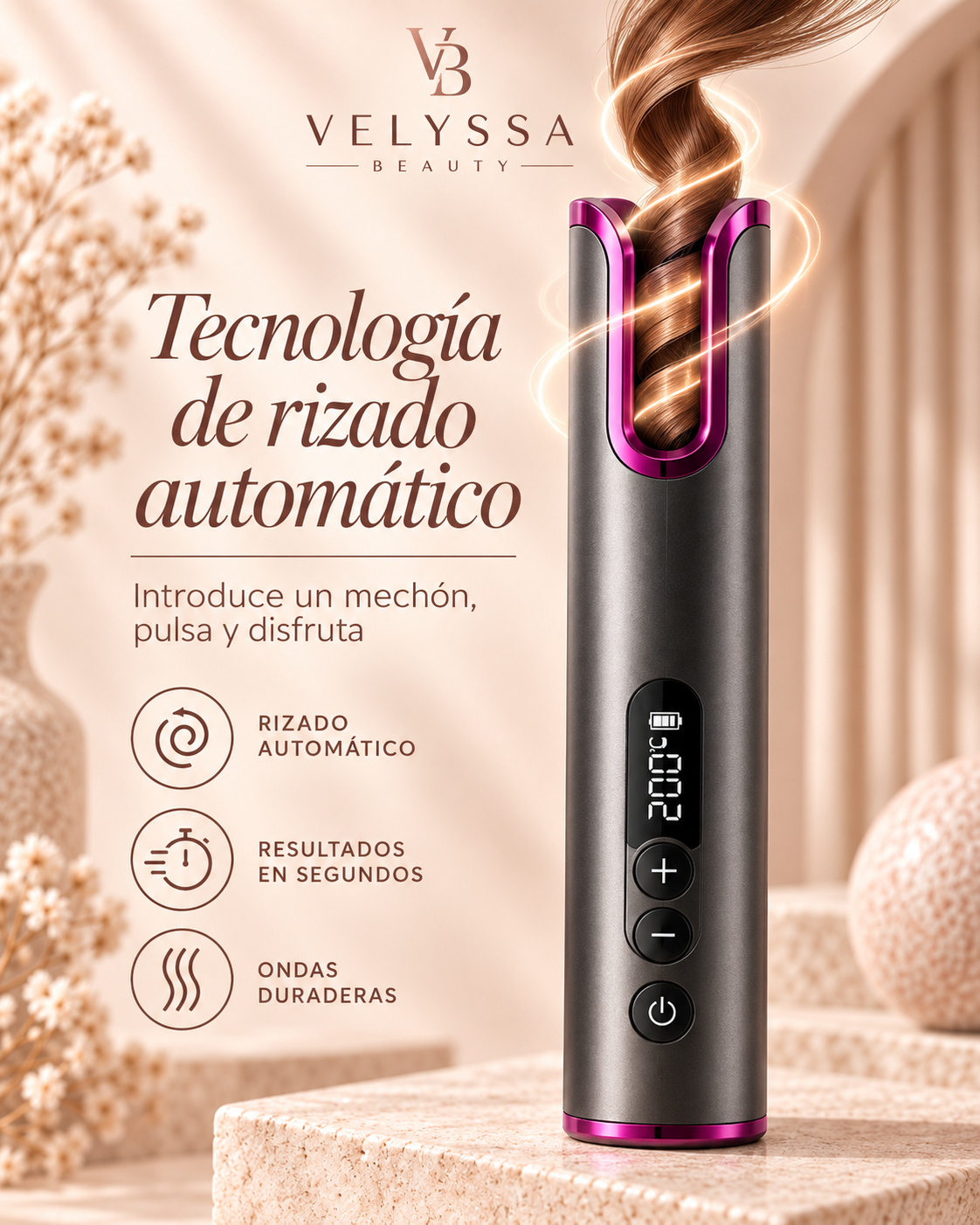 Velyssa CurlSilk™ – Rizador de Cerámica de Turmalina