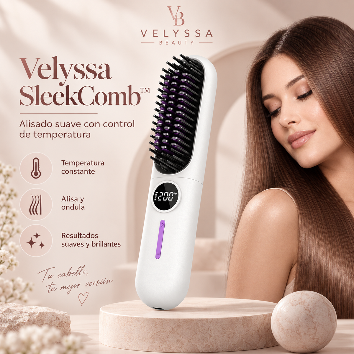 Velyssa SleekComb™ – Cepillo Alisador Térmico