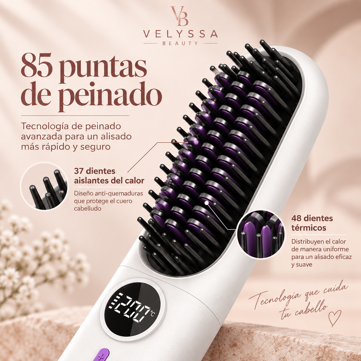 Velyssa SleekComb™ – Cepillo Alisador Térmico