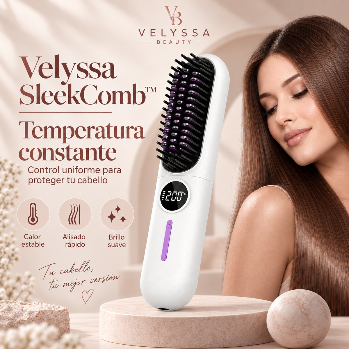 Velyssa SleekComb™ – Cepillo Alisador Térmico