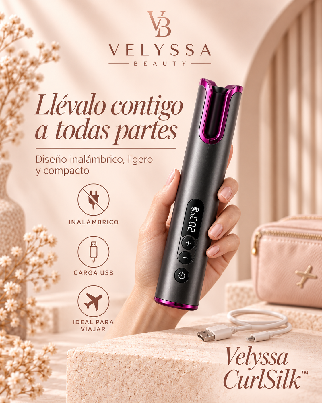 Velyssa CurlSilk™ – Rizador de Cerámica de Turmalina