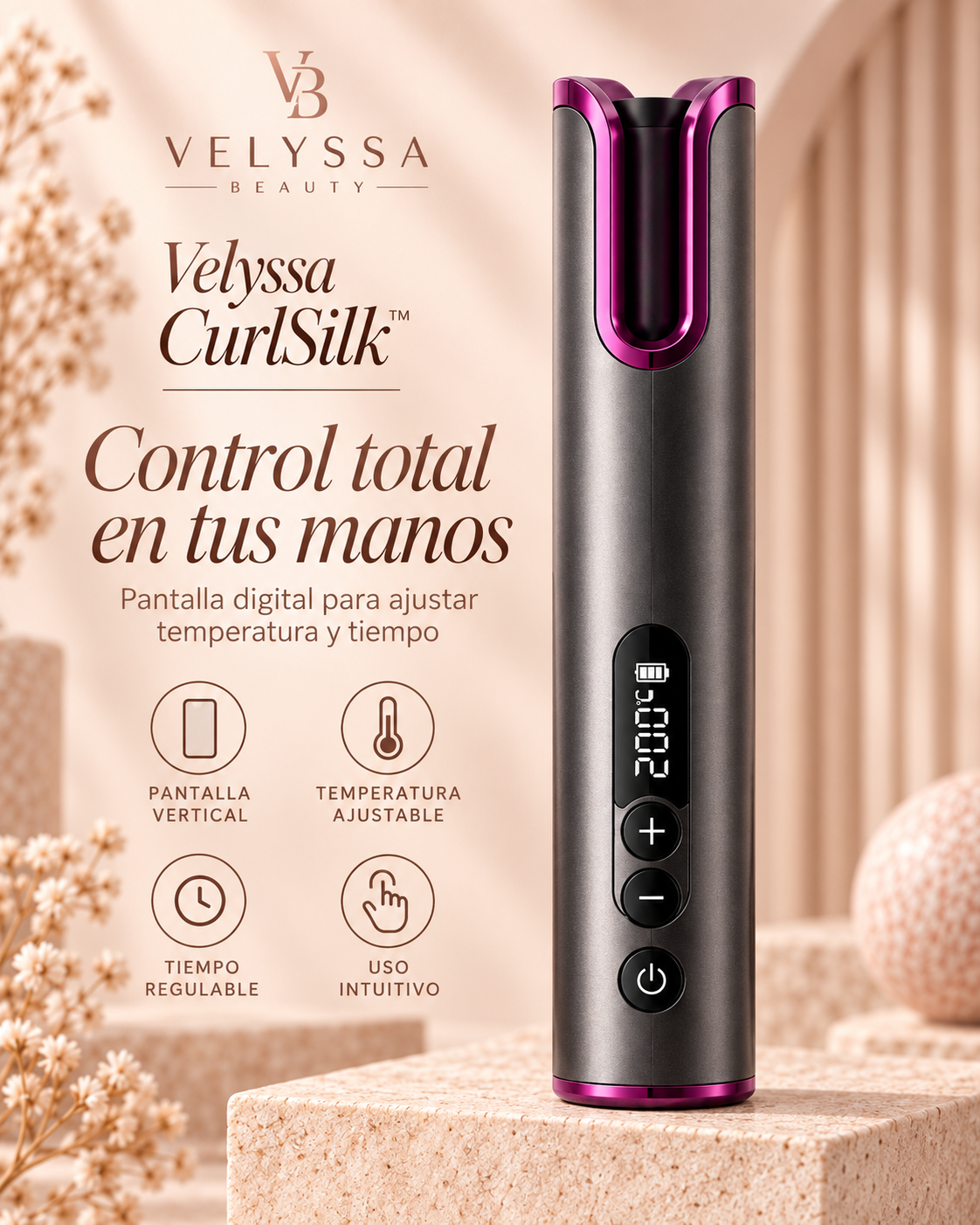 Velyssa CurlSilk™ – Rizador de Cerámica de Turmalina